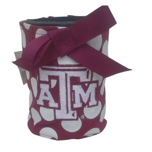 Texas A&M Aggies Polka Dot Koozie with Bow NEW Can Koozie